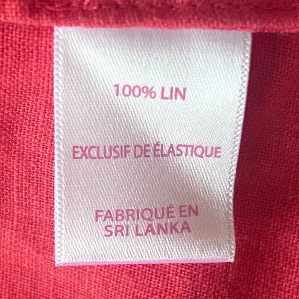 Lilly Pulitzer Coral Pink V-Neck Linen Blouse